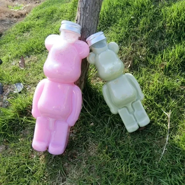 500ml Violent Bear Milk Tea Bottle Disposable PET Transparent Juice Bottle Cartoon Bear Portable Juice Yogurt Bear Bottle 4