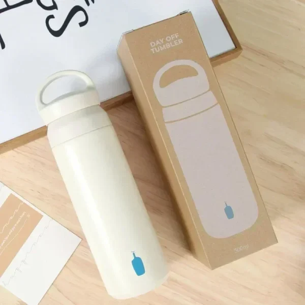500ml Blue Bottle Thermos Day off Tumbler Stainless Steel Water Bottle Leak-Proof Coffee Cup INS Travel Thermal Vacuum Cup17oz 3