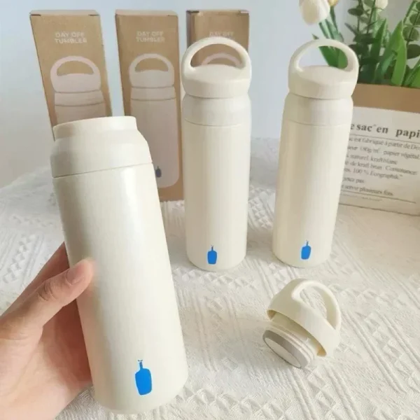 500ml Blue Bottle Thermos Day off Tumbler Stainless Steel Water Bottle Leak-Proof Coffee Cup INS Travel Thermal Vacuum Cup17oz 4