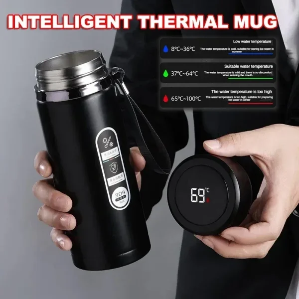 500ml 800ml 1000ml Stainless Steel Thermos Bottle With LED Temperature Display Water Thermo Bottle Vacuum Flask Portable Cups 2