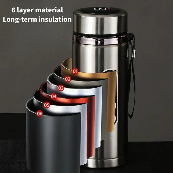 500ml 800ml 1000ml Stainless Steel Thermos Bottle With LED Temperature Display Water Thermo Bottle Vacuum Flask Portable Cups 3