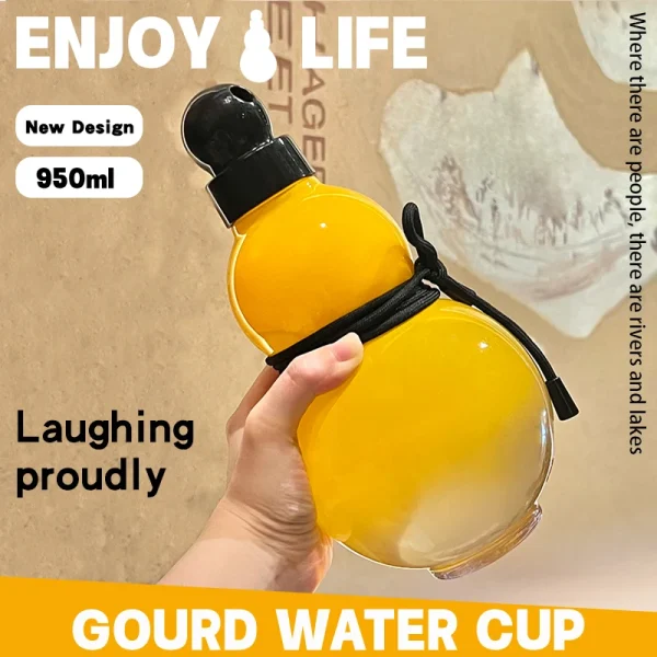 950ML Gourd Shaped Water Bottle Sports Plastic Drink bottle with Carry Strap Direct Drink for Hiking Camp 6