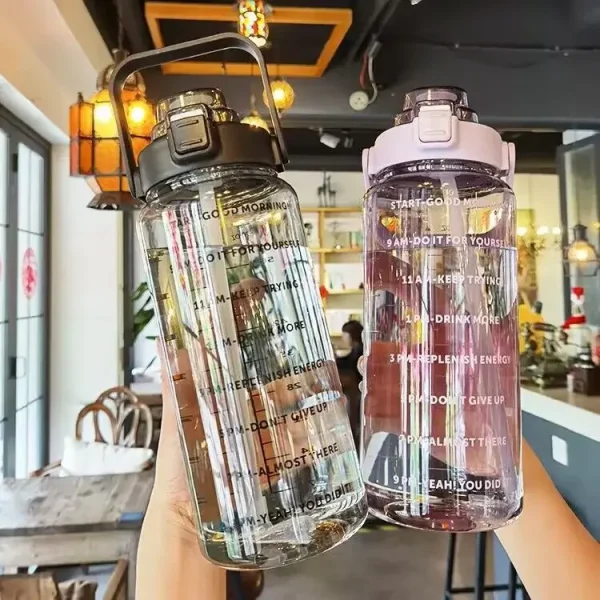Heat-resistant Summer Water Bottle for Men and Women Large Capacity Water Bottle for Sports 2000ml Straw Plastic Cup 1