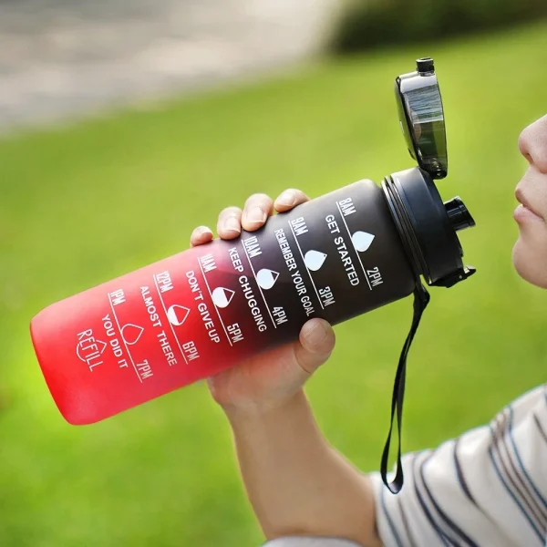 1000ml Water Bottle with Time Scale Outdoor Gradient Color Sports Bottles 1-2pc Portable Large Capacity Gym Fitness Mug BPA Free 5
