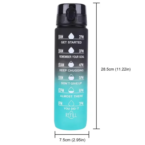1000ml Water Bottle with Time Scale Outdoor Gradient Color Sports Bottles 1-2pc Portable Large Capacity Gym Fitness Mug BPA Free 6