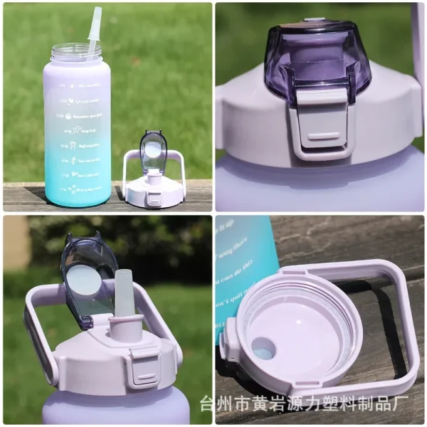 2000ml Large capacity plastic water bottle frosted gradient water bottle outdoor sports and fitness portable water kettles 3