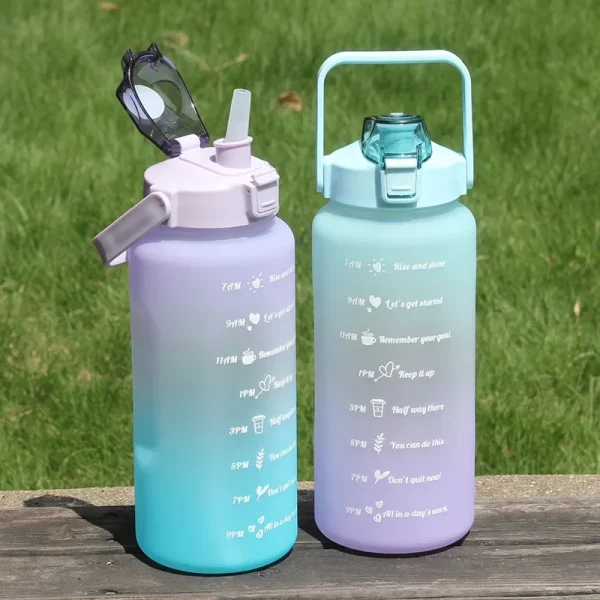 2000ml Large capacity plastic water bottle frosted gradient water bottle outdoor sports and fitness portable water kettles 4