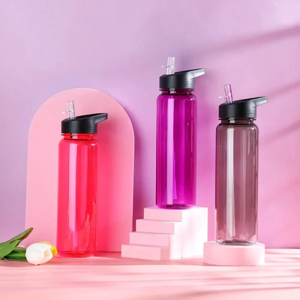 750ml Sports Water Bottle With Straw Outdoor Plastic Clear Dinkware Gym School Travel Camping Portable Leakproof Drinking Cup 1