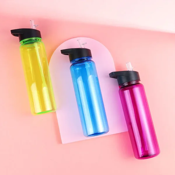750ml Sports Water Bottle With Straw Outdoor Plastic Clear Dinkware Gym School Travel Camping Portable Leakproof Drinking Cup 2