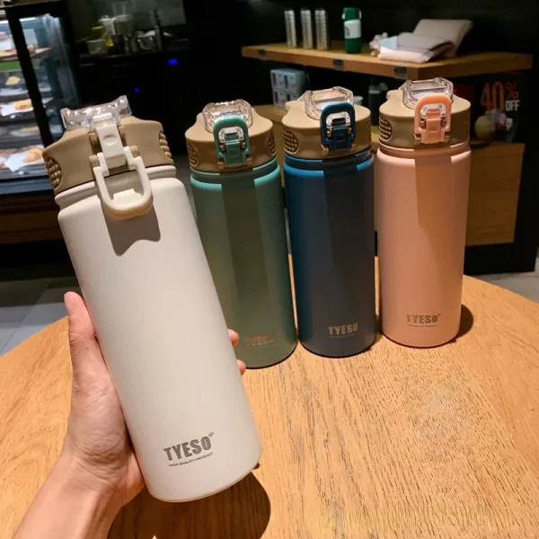 1pc Thermos Bottle with Straw 600ml 750ml Stainless Steel Thermal Cup Car Insulated Flask Water Tumbler for Outdoor Sports 1