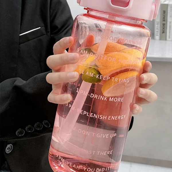 2 Liter Sports Water Bottle With Straw Men Women Fitness Water Bottles Outdoor Cold Water Bottlesc With Time Marker Drinkware1 6