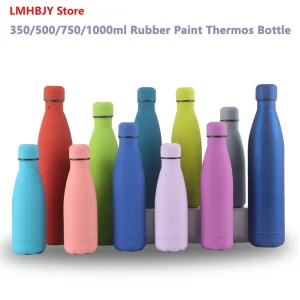 LMHBJY 500/750/1000ml Insulated Stainless Steel Thermos Rubber Painted Surface Vacuum Flask Coffee Mug Sports Water Bottle 1