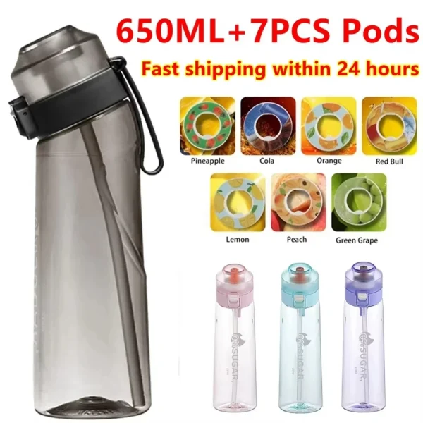 650ml Fruit Flavored Water Bottle Sports Kettle with Straw for Outdoor Camping Fitness Fashionable BPA-Free Plastic Cup 1