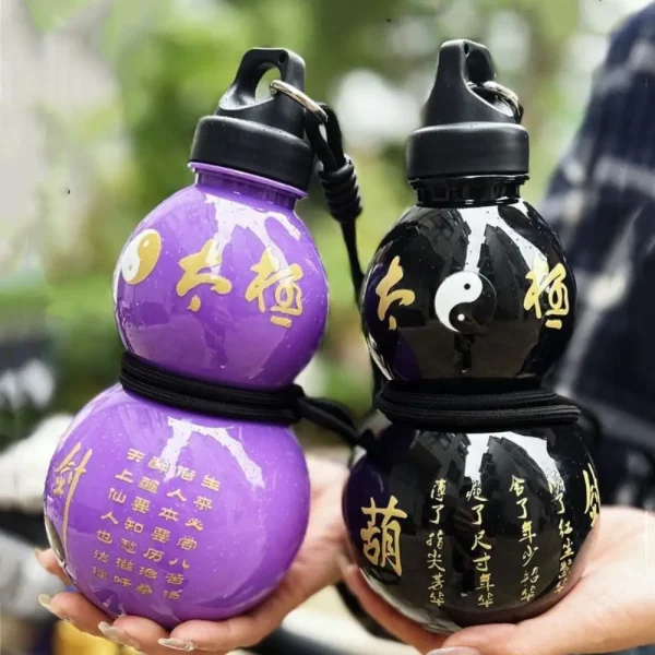 Taoism Chinese Style Gourd Water Bottle Large Capacity Vintage Water Cup 800ML Sticker DIY Drink Bottle Sport 4