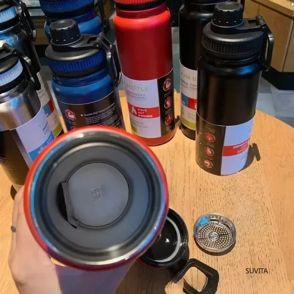 600ML 800ML 1000ML Outdoor Thermos Kettle Water Bottle with Tea Filter 304 Stainless Steel Thermal Cup Leak-proof Flask Sports 3