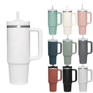 40 oz Tumbler with Handle Lid Straw 40oz Stainless Steel Water Bottle Vacuum Thermos Cup Travel Car Coffee Mug Cap for Stanley 1