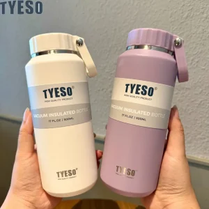 Tyeso Large Capacity Insulated Easy-Pull Cup Sport Water Bottle for Men and Women with Handle Portable Travel Mug Hydration 1