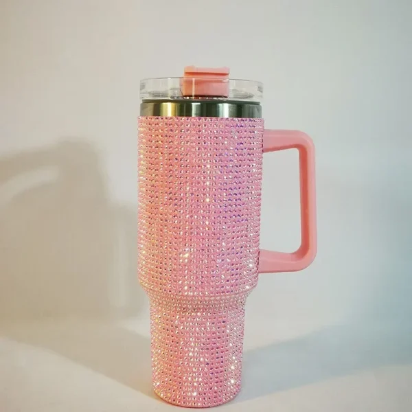 40oz Diamond Thermos Cup with Handle 304 Stainless Steel Vacuum Coffee Insulated Bottle Portable Car Flasks 5