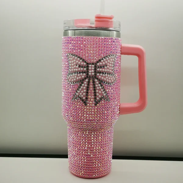 40oz Diamond Thermos Cup with Handle 304 Stainless Steel Vacuum Coffee Insulated Bottle Portable Car Flasks 6