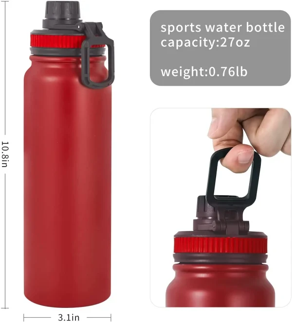 UPORS Stainless Steel Sport Water Bottle 600ml/800ml Large Capacity Double Wall Vacuum Insulated Tumbler Portable Thermos Bottle 2