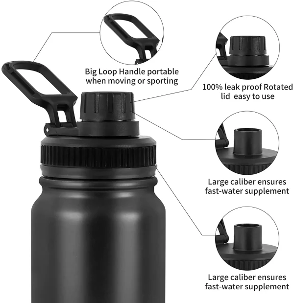 UPORS Stainless Steel Sport Water Bottle 600ml/800ml Large Capacity Double Wall Vacuum Insulated Tumbler Portable Thermos Bottle 4