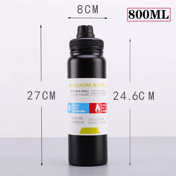 UPORS Stainless Steel Sport Water Bottle 600ml/800ml Large Capacity Double Wall Vacuum Insulated Tumbler Portable Thermos Bottle 5