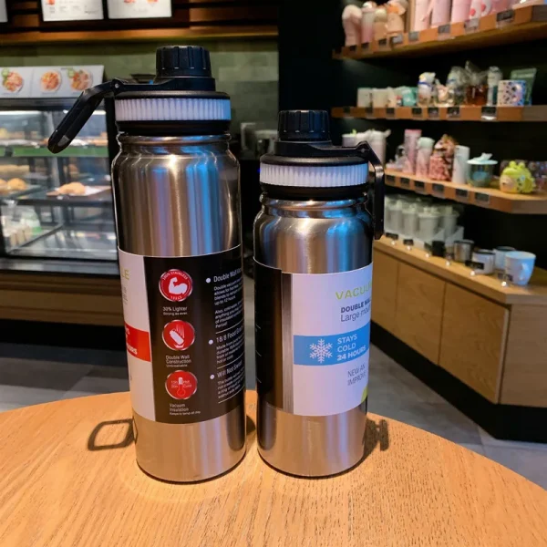 UPORS Stainless Steel Sport Water Bottle 600ml/800ml Large Capacity Double Wall Vacuum Insulated Tumbler Portable Thermos Bottle 6
