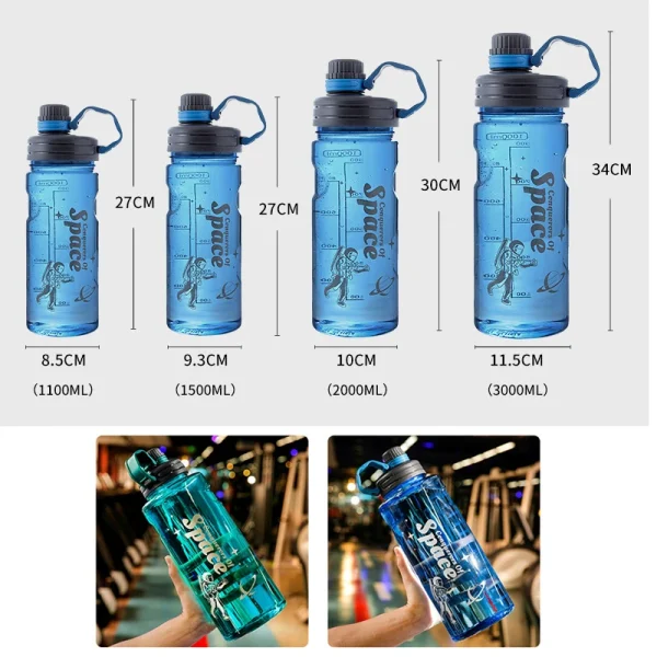 1100ML-3000ML Large Capacity Water Bottle with Straw Outdoor Portable Sports Water Bottle Summer Fitness Plastic Water Bottle 6