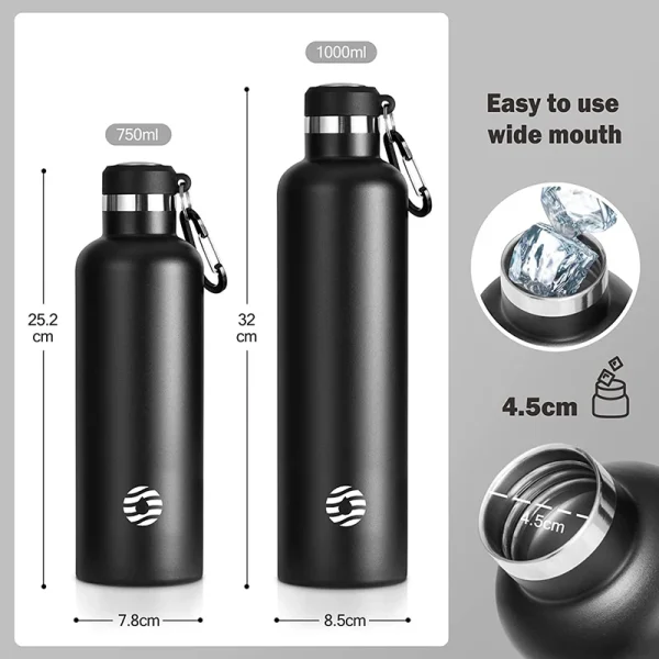 FEIJIAN Stainless Steel Thermos Bottle 1000ml Sports Flask Vacuum Insulated Water Bottle Leak Proof BPA Free 5