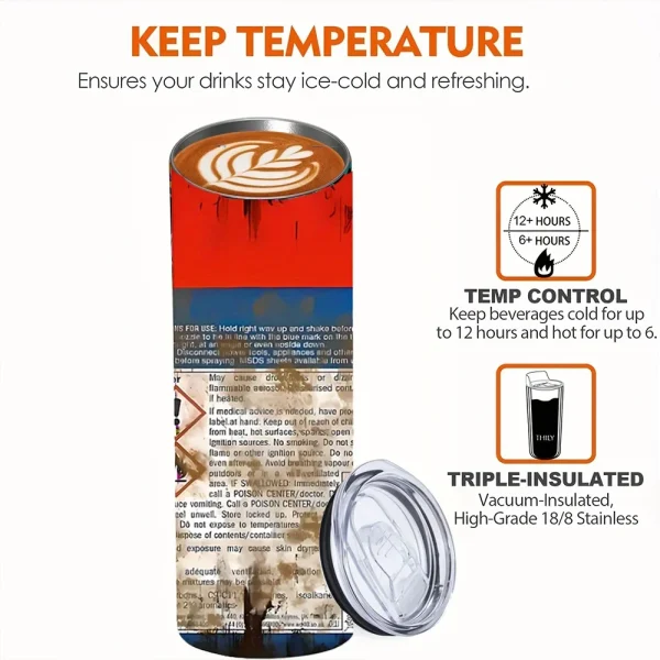 1pc 20oz Stainless Steel Thermos Cup Heat Cold Insulation Straight Water Anytime Bottle Outdoor Travel Vacuum Coffee Tea Cup 3