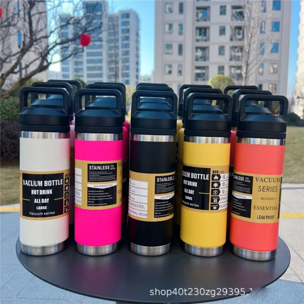 800ml 1100ml Wide Mouth Water Bottle Insulated Water Mugs Stainless Steel Handle Drinking Bottle Portable Leakproof Gym Fitness 6