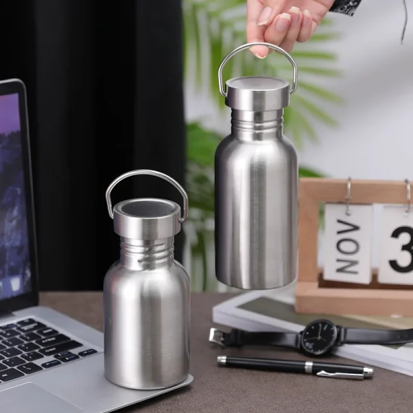 Portable Stainless Steel Water Bottle with handle 2000ml/1000ml/500ml Sports Flasks Travel Cycling Hiking Camping bicycle flask 5