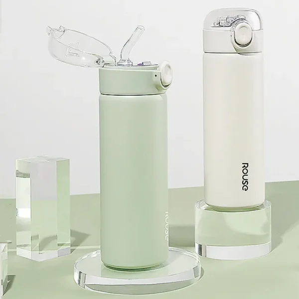 380ML Stainless Steel Vacuum Flask With Straw Girls Cute Thermos Bottle Portable Travel Coffee Mug Thermal Water Bottle Gifts 2