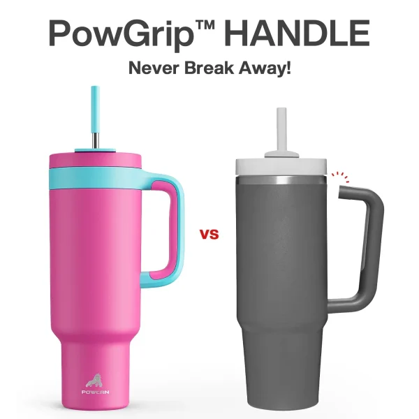 Powcan 50oz 1500ml Tumbler Handle Straw Stainless Steel Large Capacity Vacuum Water Bottle Coffee Cup Leak-Proof Car Mug 2