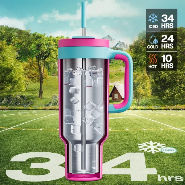Powcan 50oz 1500ml Tumbler Handle Straw Stainless Steel Large Capacity Vacuum Water Bottle Coffee Cup Leak-Proof Car Mug 5