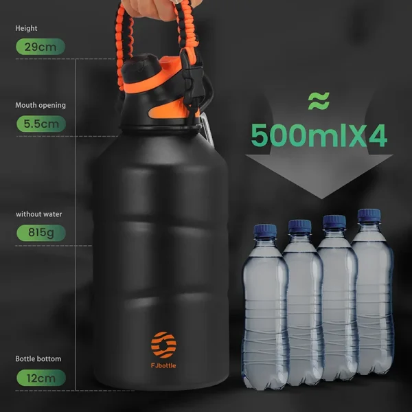 FEIJIAN Thermos Bottle 1.9L Large Capacity Stainless Steel Thermal Water Bottle Cold and Hot Vacuum Flask With rope Gym 5