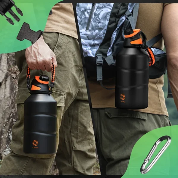 FEIJIAN Thermos Bottle 1.9L Large Capacity Stainless Steel Thermal Water Bottle Cold and Hot Vacuum Flask With rope Gym 6