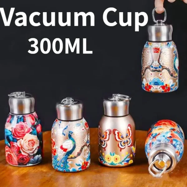Cute Portable 304 Stainless Steel Insulated Cup Double Wall 300ml Coffee Mug Leak-Proof Mini Water Bottle Outdoor Travel Office 1