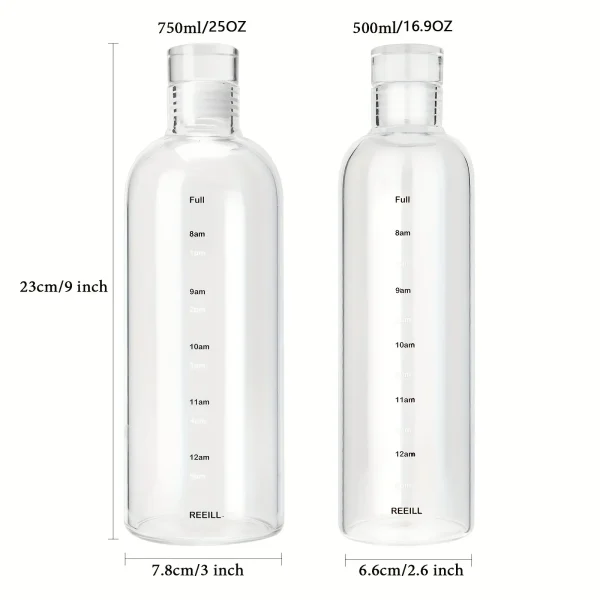500/750ml Transparent Plastic Water Bottle Time Marker Creative Large Capacity Leakproof Milk Cup Drinkware Kid School Gym Sport 6