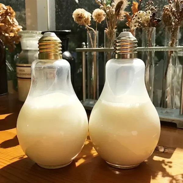 Creative Summer Bulb Water Bottle Cute Brief Fashion Cute Milk Juice Light Bulb Leak-proof Cute WaterBottle Portable Bottles 1