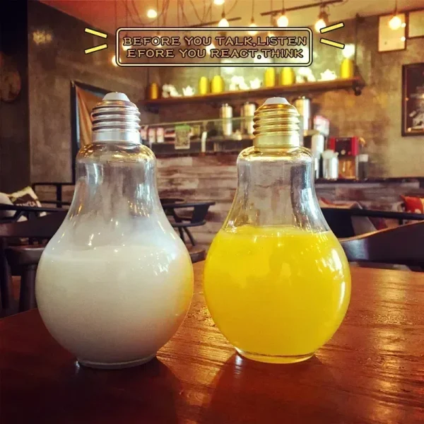 Creative Summer Bulb Water Bottle Cute Brief Fashion Cute Milk Juice Light Bulb Leak-proof Cute WaterBottle Portable Bottles 6