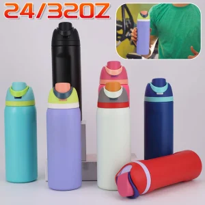 19/24/32oz Stainless Steel Thermal Mug Vacuum Flasks & Thermoses Water Bottle Top Lid For Outdoor Camping Sports Insulation Cup 1