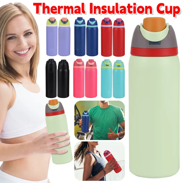19/24/32oz Stainless Steel Thermal Mug Vacuum Flasks & Thermoses Water Bottle Top Lid For Outdoor Camping Sports Insulation Cup 2