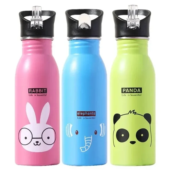 500ML Children's Stainless Steel Sports Water Bottles Portable Outdoor Cycling Camping Bicycle Bike Kettle 2
