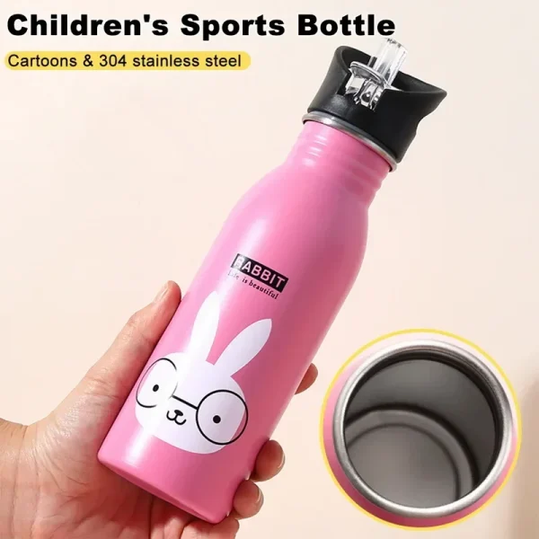 500ML Children's Stainless Steel Sports Water Bottles Portable Outdoor Cycling Camping Bicycle Bike Kettle 3