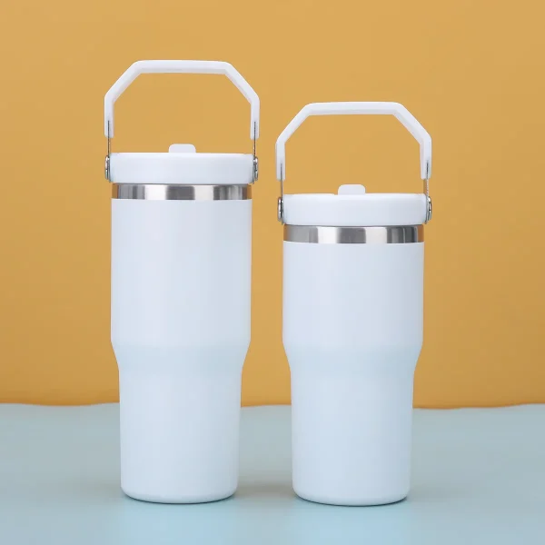 1pc Tumbler with Handle and Straw Lid, Leakproof Tumbler Vacuum Insulated Water Bottle for Home, Office or Car, Reusable Cup 1