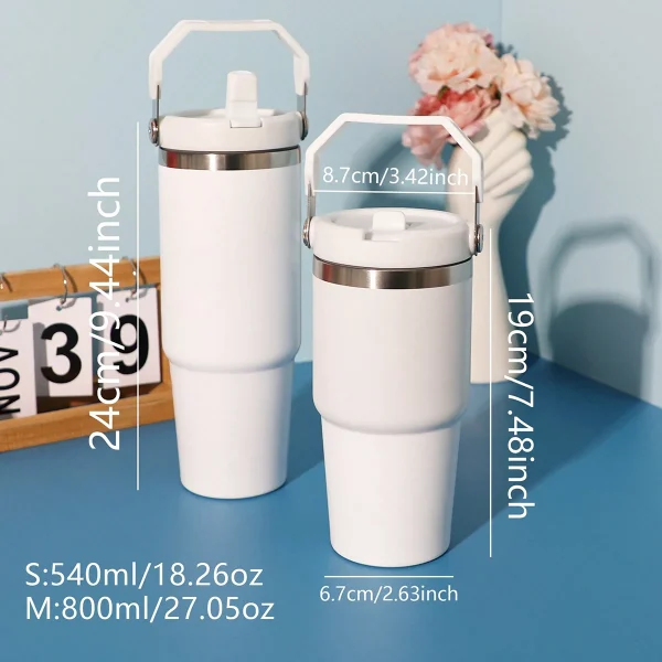 1pc Tumbler with Handle and Straw Lid, Leakproof Tumbler Vacuum Insulated Water Bottle for Home, Office or Car, Reusable Cup 2