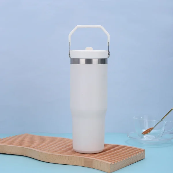 1pc Tumbler with Handle and Straw Lid, Leakproof Tumbler Vacuum Insulated Water Bottle for Home, Office or Car, Reusable Cup 5