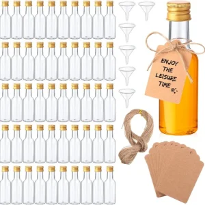 10/30/50/100Pcs Mini Plastic Wine Bottle Suit 1.7 Oz Portable Clear Juice Bottle Cereal Bottle Christmas Party Decorative Bottle 1