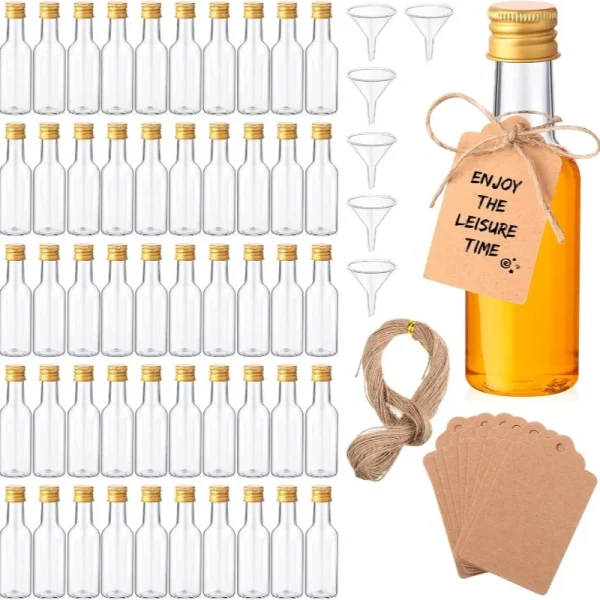 10/30/50/100Pcs Mini Plastic Wine Bottle Suit 1.7 Oz Portable Clear Juice Bottle Cereal Bottle Christmas Party Decorative Bottle 1